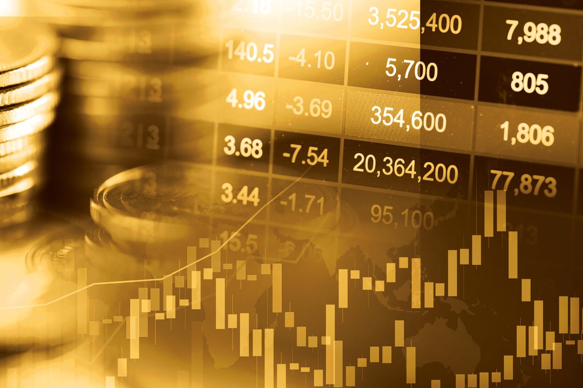 Stock Market Investment Trading Financial, Coin and Graph Chart